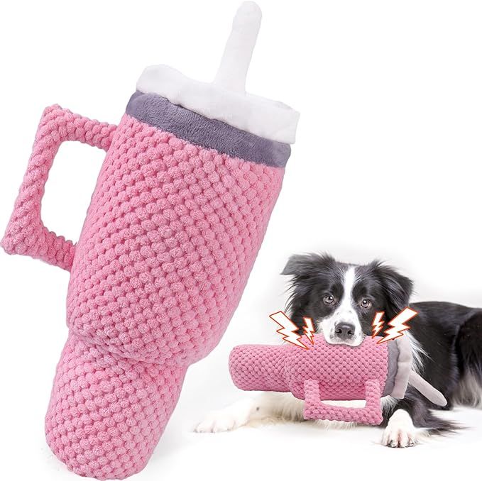 BABORUI Quality Upgrade Cute Squeaky Dog Toys Tumbler, Soft Cup Funny Dog Toys for Aggressive Che... | Amazon (US)