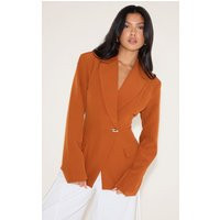 Rust Cinch Waist Lapel Point Detail Blazer | PrettyLittleThing UK