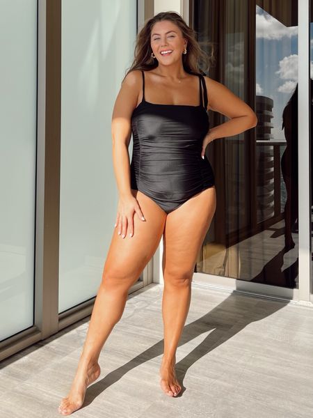 RUCHED SWIMSUIT wearing size XXL (sized up for the bump). Linked similar look in plus sizes here!

#LTKSeasonal #LTKswim #LTKcurves