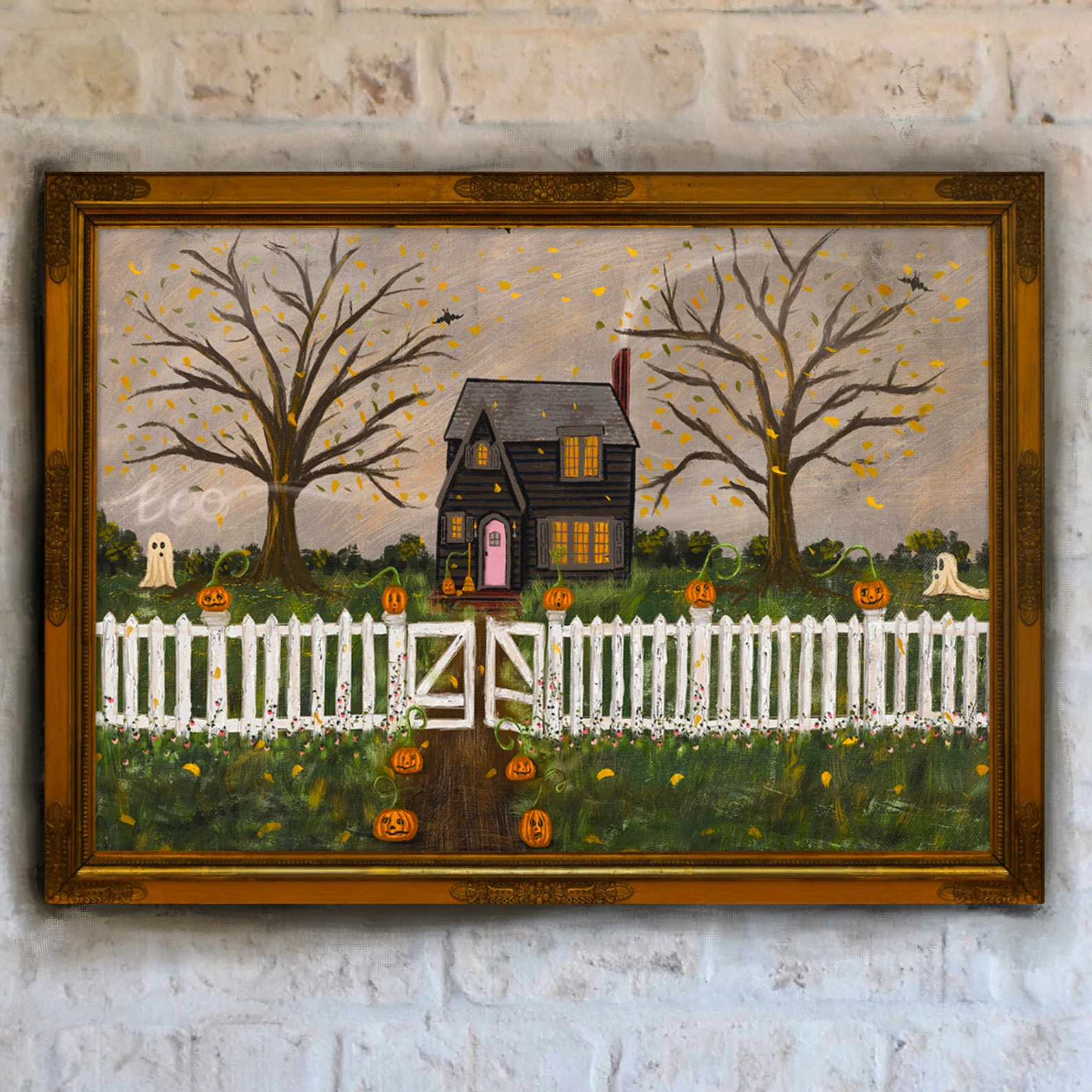 Whimsical Halloween Art Print: Spooky Black House (digital Download) - Etsy | Etsy (US)