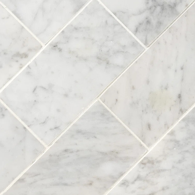 Carrara White 3" x 6" Honed Marble Subway Tile | Wayfair North America