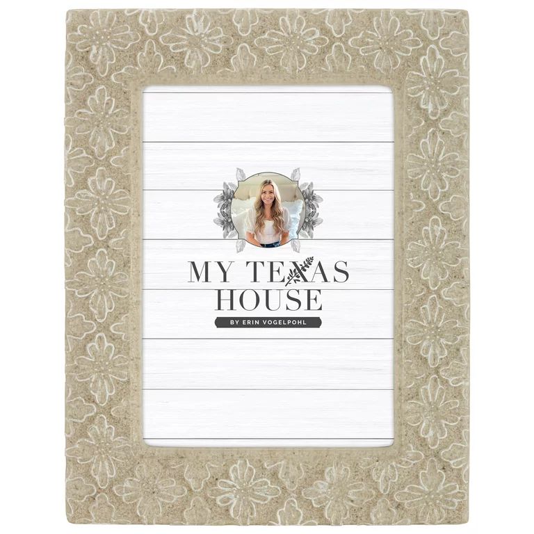 My Texas House Modern Farmhouse Antique White Floral Embossed 5x7 Tabletop Picture Frame | Walmart (US)