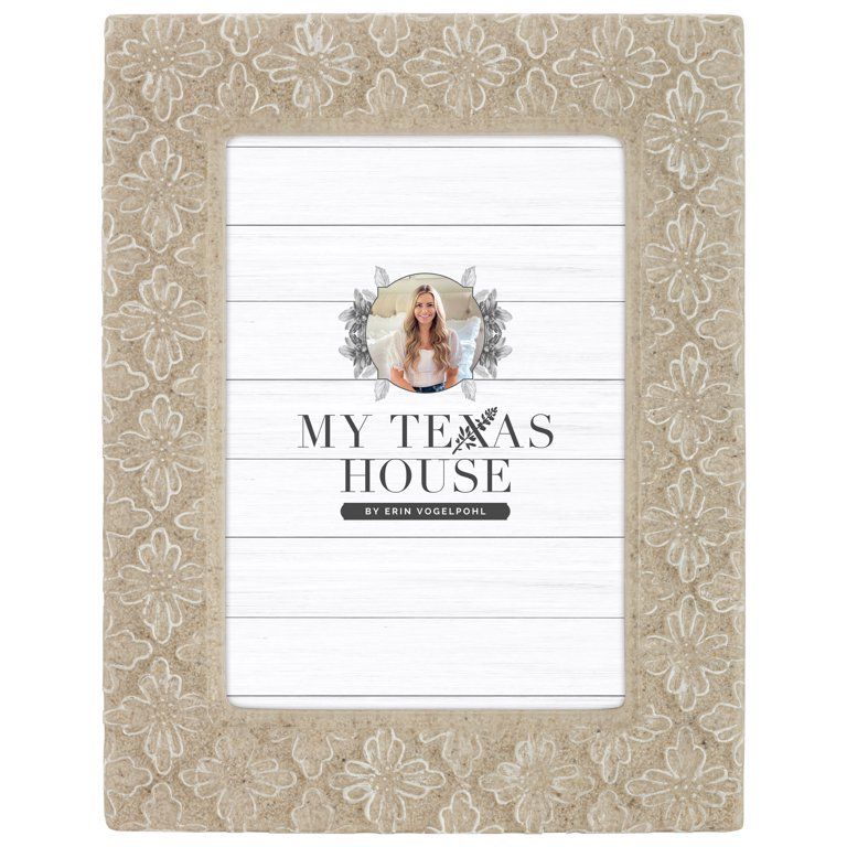 My Texas House Modern Farmhouse Antique White Floral Embossed 5x7 Tabletop Picture Frame | Walmart (US)