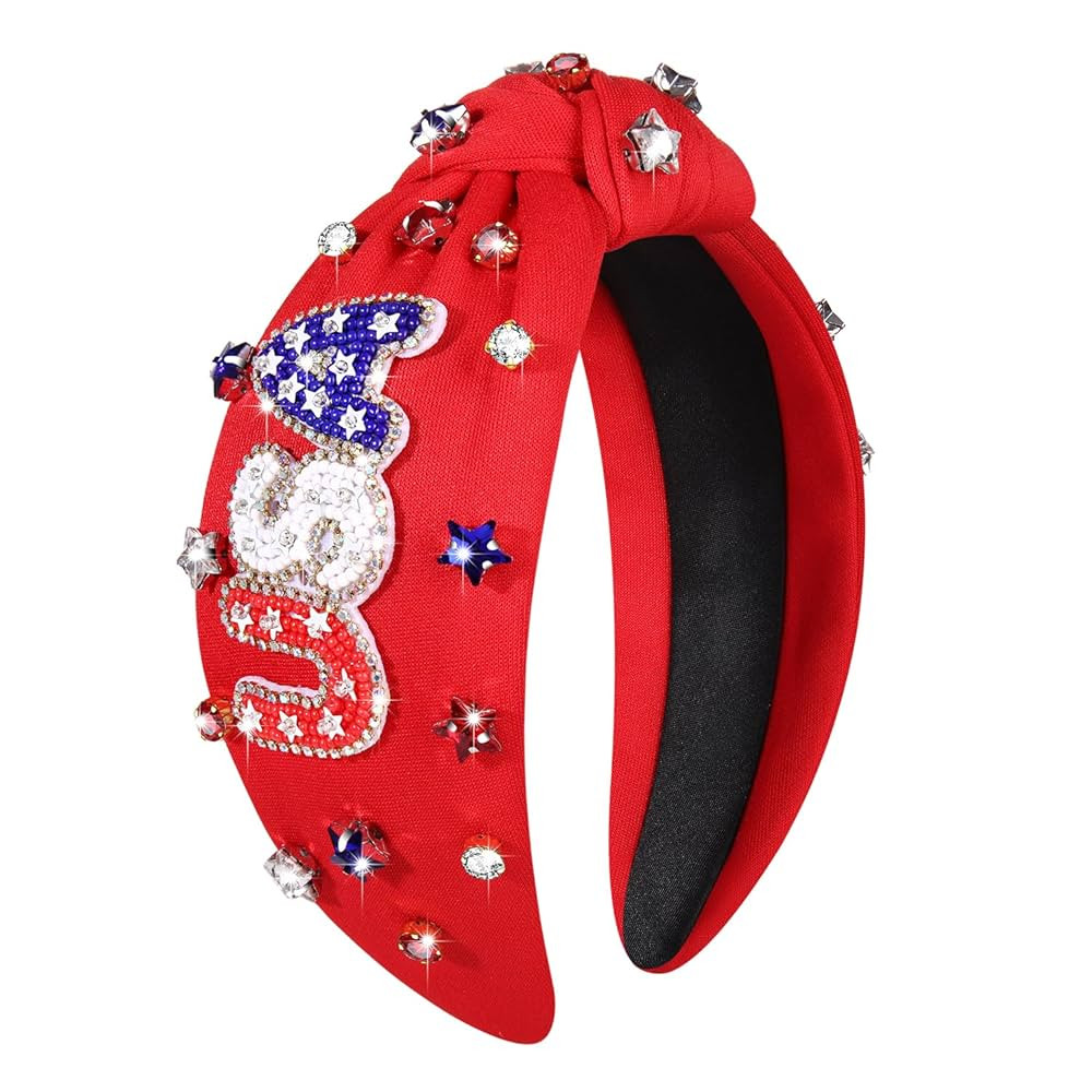 MOLOCH American Flag Headband 4th of July Headband Red White Blue USA Stars Knotted Hairband for ... | Amazon (US)