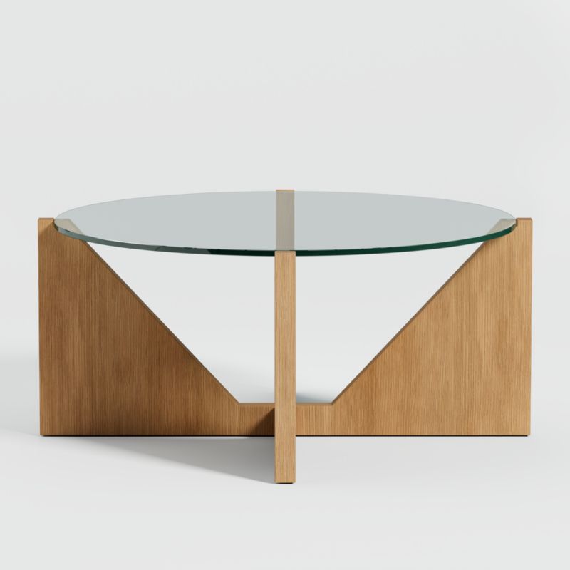 Miro Glass Coffee Table with Natural Wood Base + Reviews | Crate & Barrel | Crate & Barrel