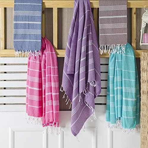 Amazon.com: Clotho 6 Pack Turkish Beach Towel Set of 6 with 2 Towel Bands - 100% Cotton 39x70 - O... | Amazon (US)