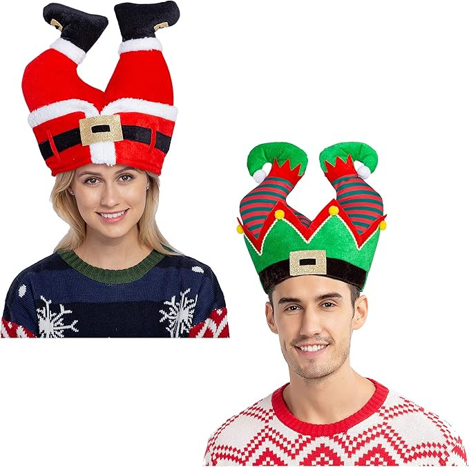 Christmas Santa and Elf Pants Hats for Funny Hilarious and Festive Christmas Party Hat Dress Up C... | Amazon (US)