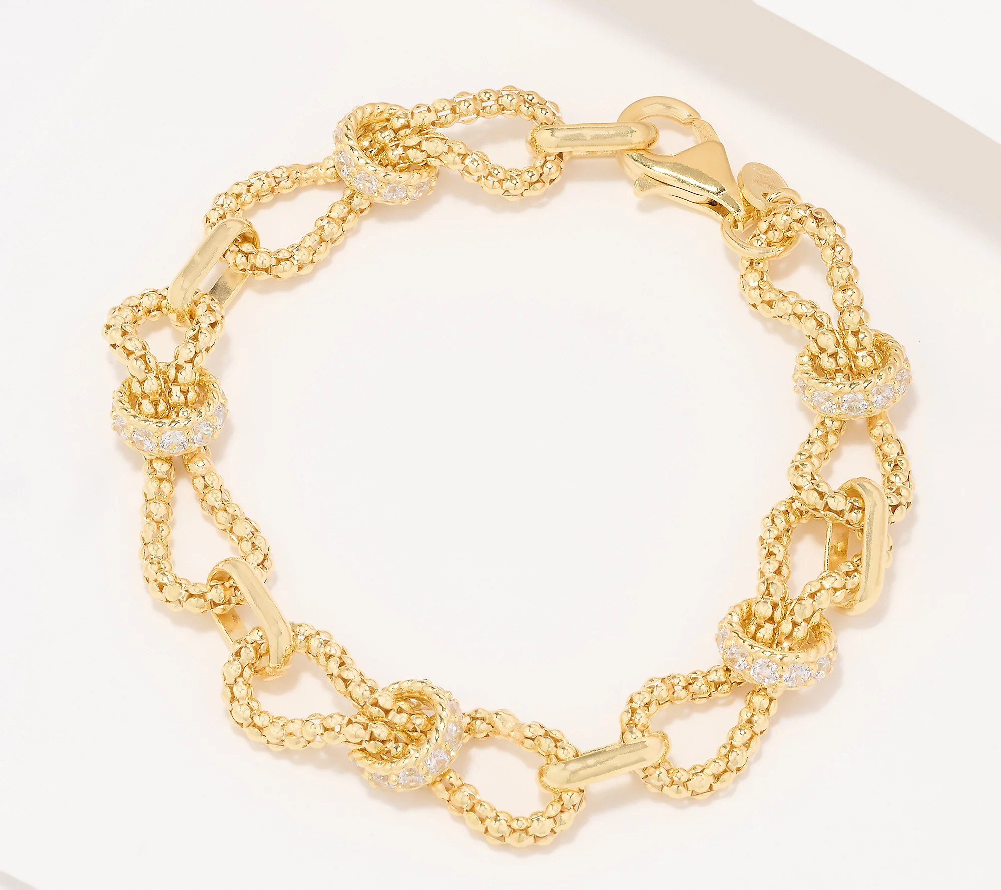 As Is Diamonique Italia Popcorn Link Bracelet w/Roundel | QVC