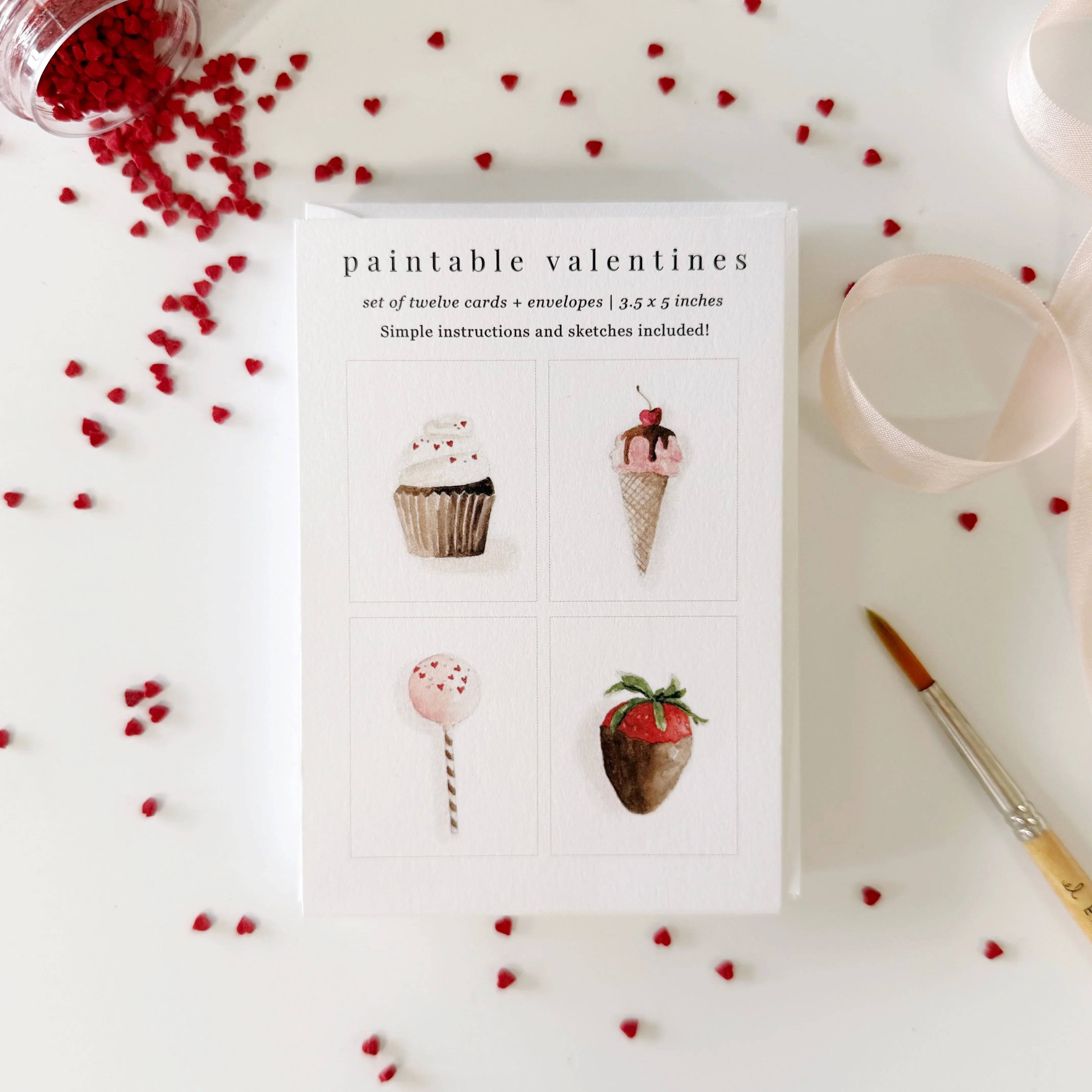 sweet treats paintable watercolor valentines set | Emily Lex Studio