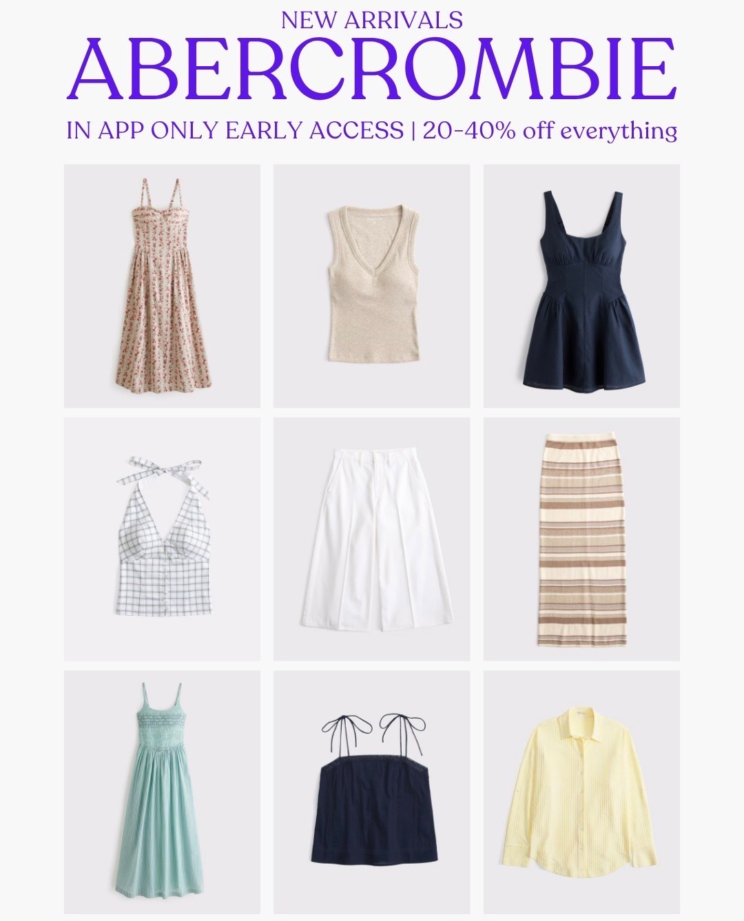 [6/24/26] New Arrivals: Abercrombie In-App ONLY early access sale! 20-40% off everything 🤍

#LTKSeasonal #LTKSaleAlert #LTKootd