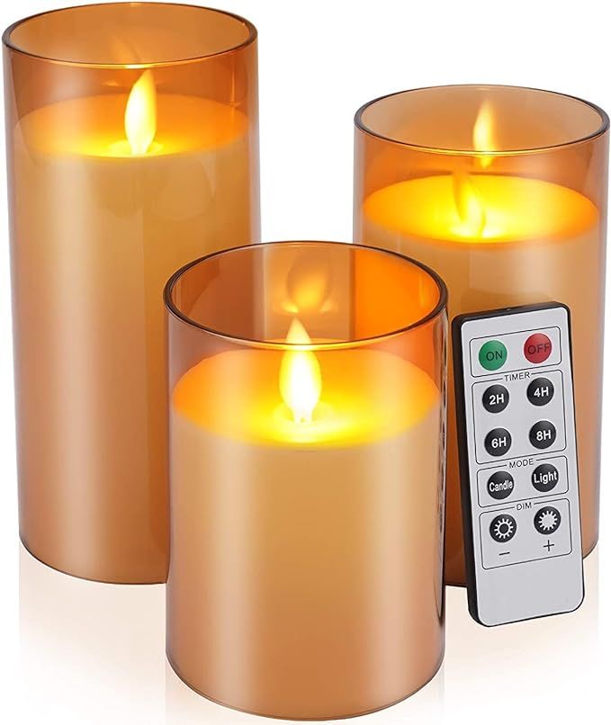 Flickering Flameless Candles Battery Operated Candles Imitation glass Candles with Remote Acrylic... | Amazon (US)