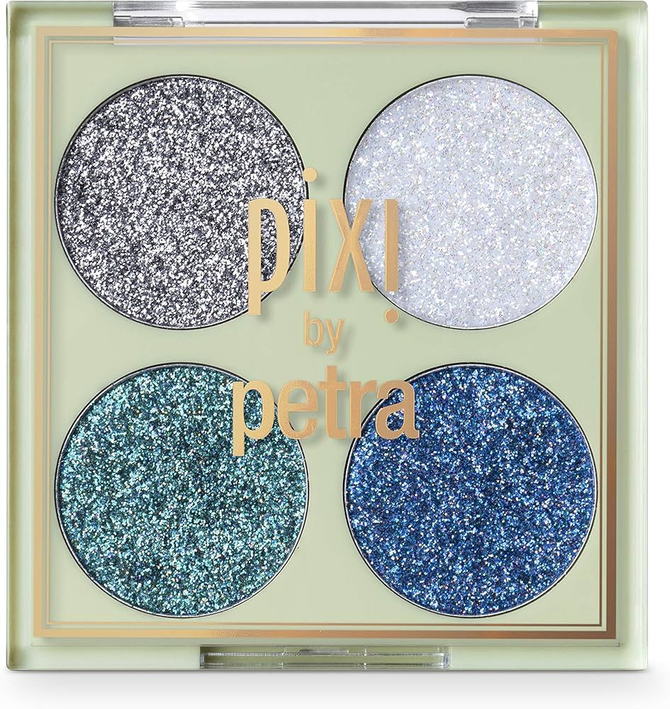 Pixi Beauty Glitter-y Eye Quad - BluePearl | Four Pressed Glitter Eyeshadow Shades | Castor Oil &... | Amazon (US)