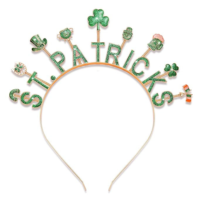 St. Patrick's Day Headbands, Glitter Rhinestone Shamrock Headbands Lucky Irish Hairbands St Patri... | Amazon (US)