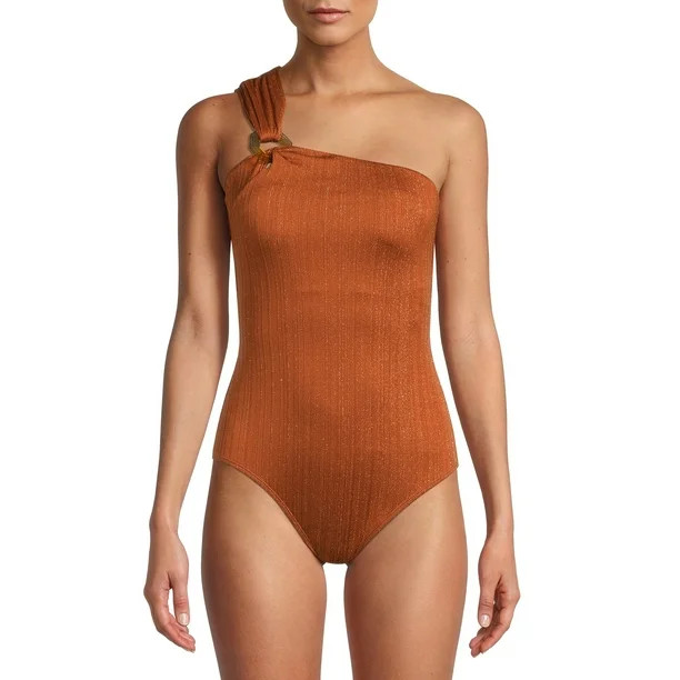 Time and Tru Women's One Shoulder One Piece Swimsuit - Walmart.com | Walmart (US)