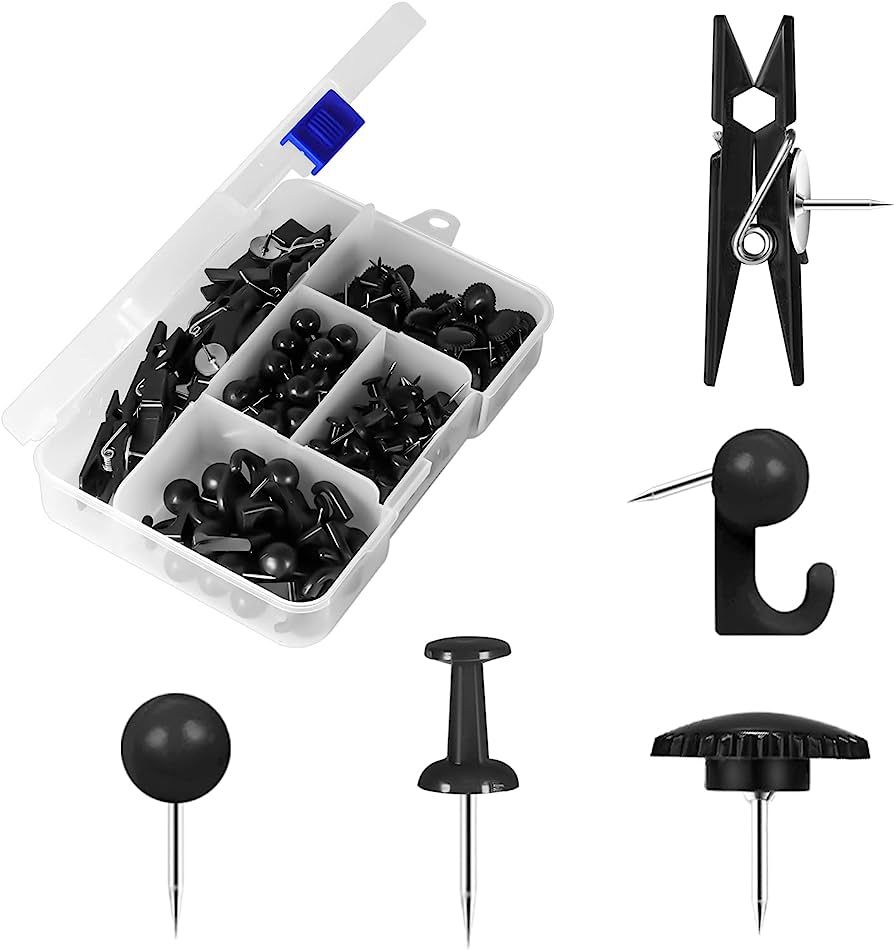 AIEX 140pcs Push Pins Set, Plastic Push Pin, Hook Pushpin, Clip Push Pins with Stainless Steel Tip,  | Amazon (US)