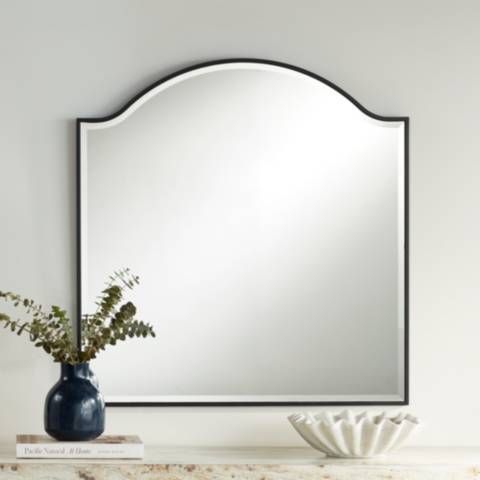 Zoey Matte Black 31 1/2" x 33" Arch Top Square Wall Mirror - #142R2 | Lamps Plus | Lamps Plus