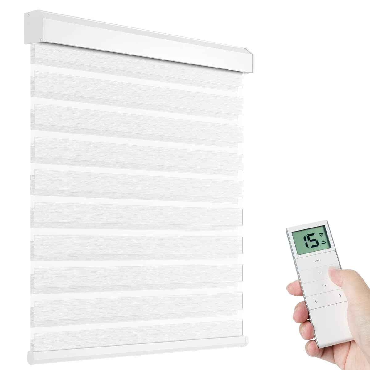 Motorized Zebra Shades with Remote Control, Electric Dual Layer Sheer Roller Blind Work with Alex... | Amazon (US)