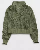Aerie Crochet Quarter Zip Sweater | Aerie