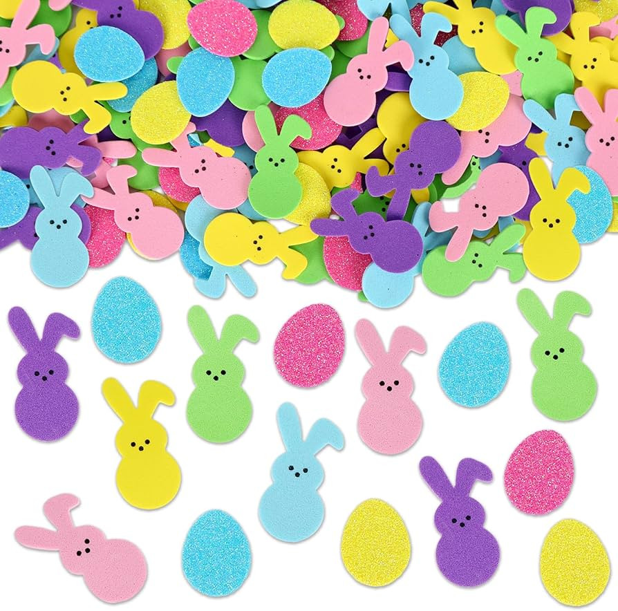 Whaline 250Pcs Easter Foam Stickers Bunny Rabbit Egg Decals Self Adhesive Stickers for Spring Bir... | Amazon (US)