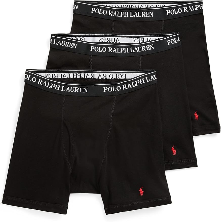 POLO RALPH LAUREN Men's Classic Fit Cotton Boxer Briefs, Trunks & Long Leg Available, 3-Pack | Amazon (US)