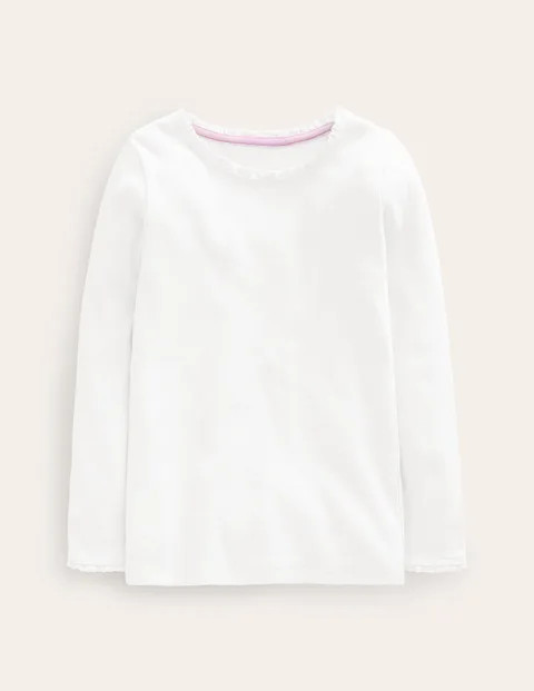 Ribbed Long Sleeve T-Shirt - Brilliant White | Boden (UK & IE)