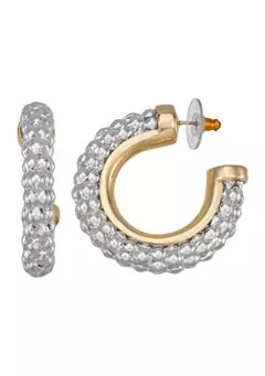 Napier Two Tone Mixed Elements C Hoop Earrings | Belk