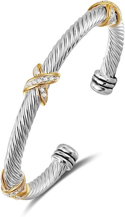 UNY JEWEL Jewelry Bracelet Designer Brand Inspired Antique Women Jewelry Cross Cable Wire Bangle ... | Amazon (US)