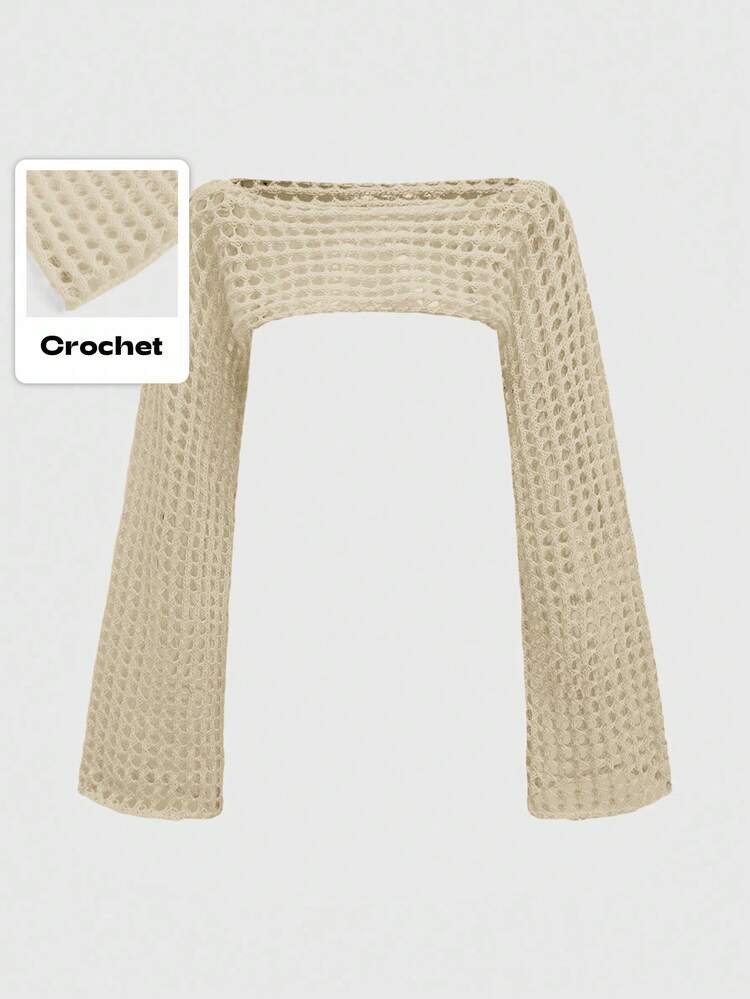 ROMWE Grunge Punk Women's Fashion Sexy Solid Color Crochet Cropped Sweater | SHEIN