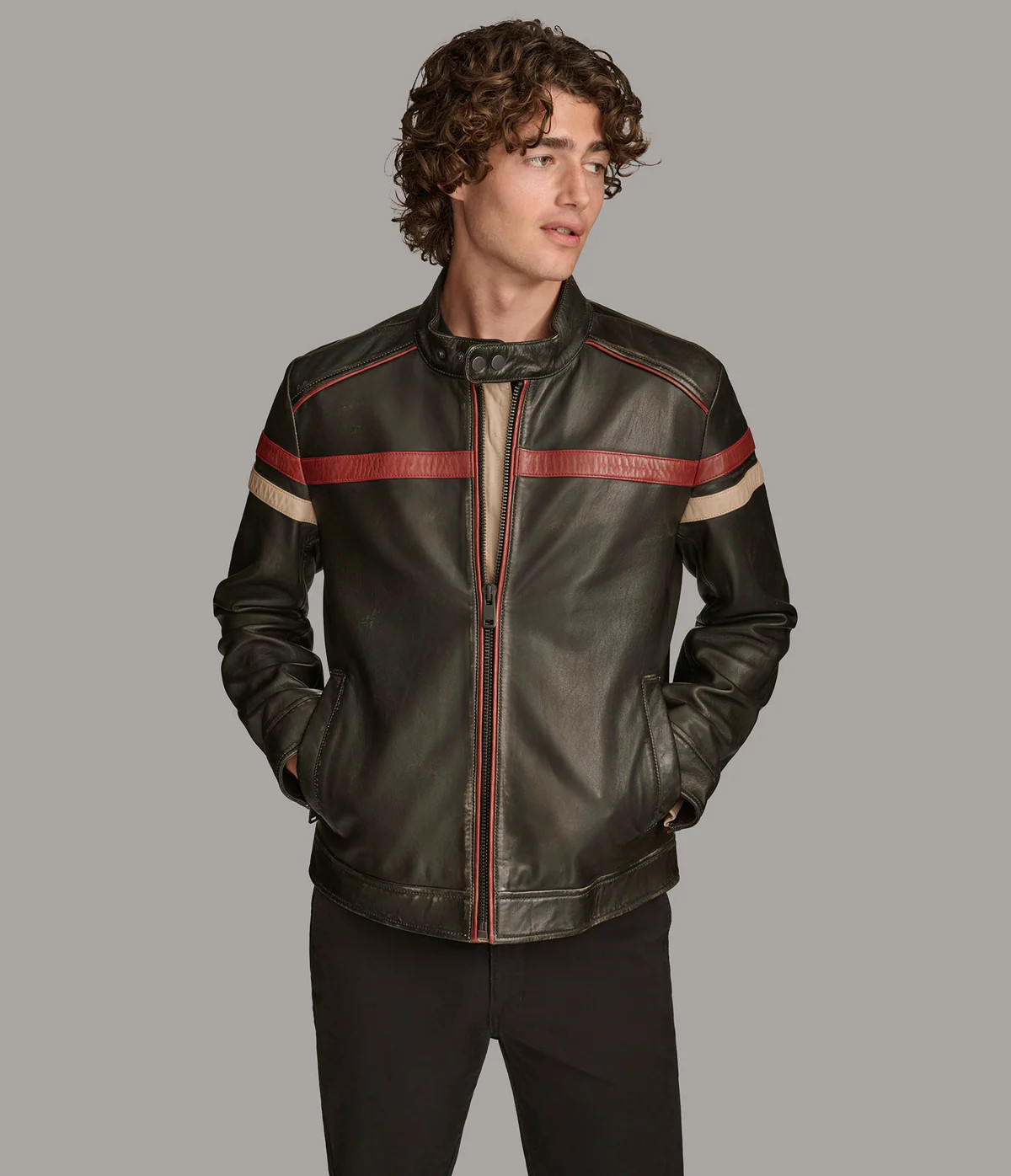 Elliot Striped Racing Jacket | Wilsons Leather