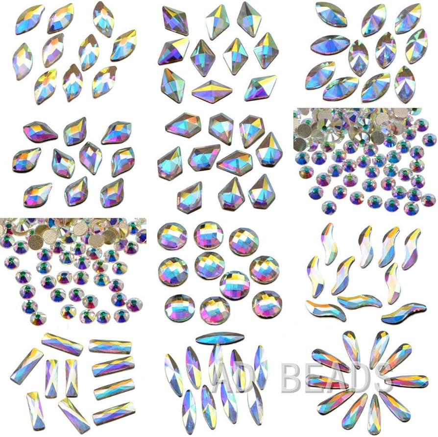 AD Beads 300 Pieces Flat Back Gems 11 shapes Crystal Rhinestones 12 Sizes Rhinestones for Crafts ... | Amazon (US)