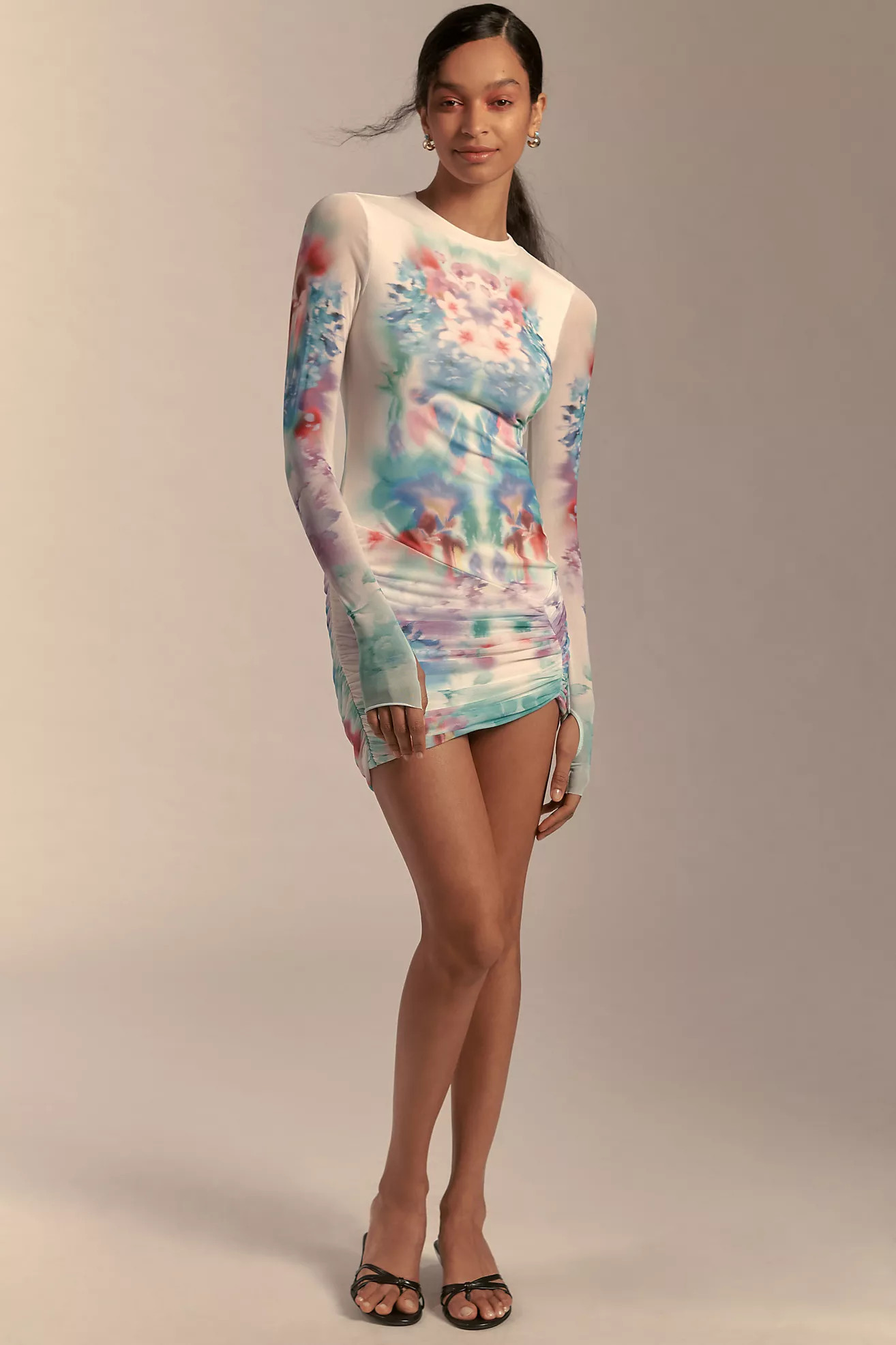 AFRM Mirza Ruched Mesh Mini Dress | Anthropologie (US)