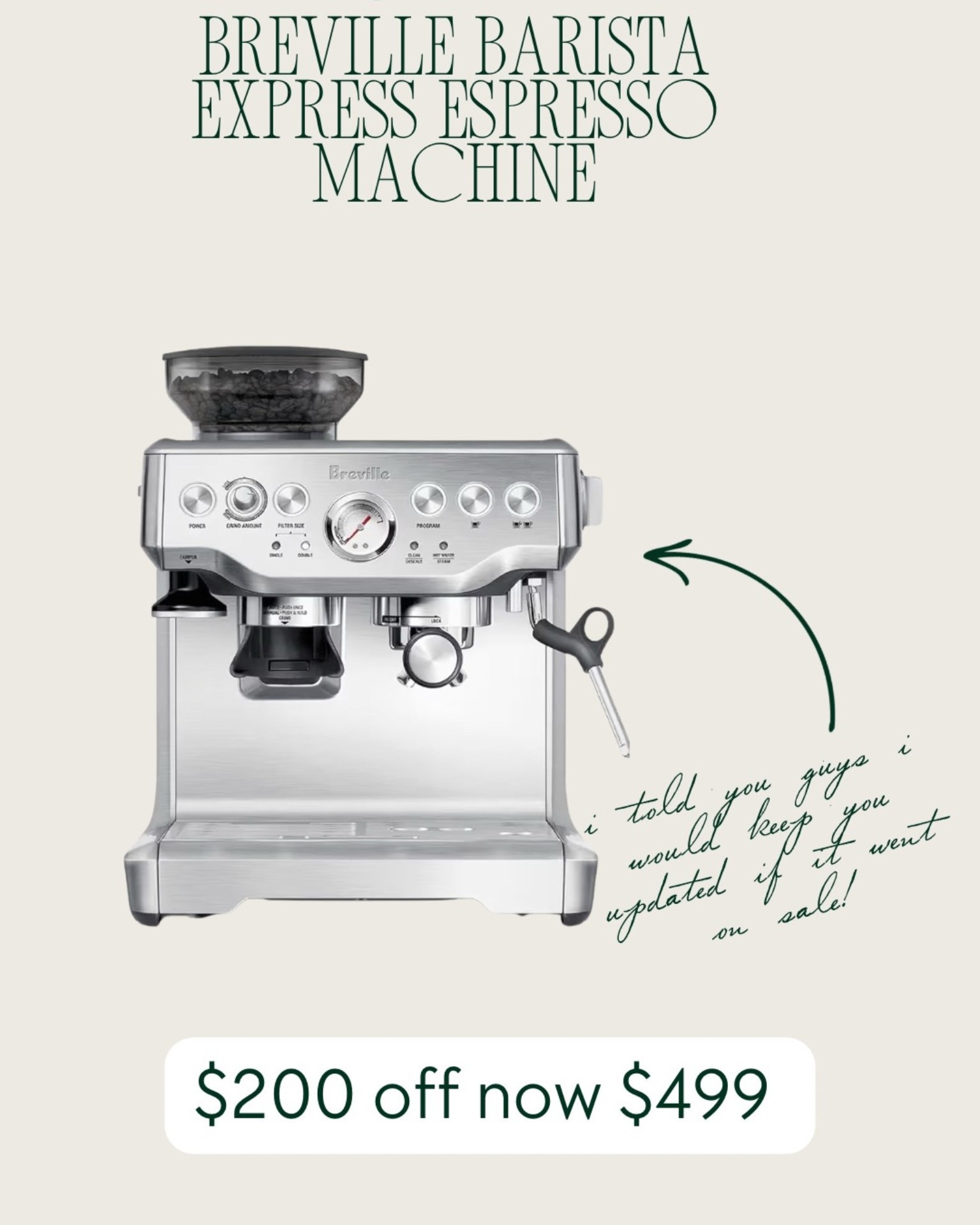 Major sale in the breville espresso machine 

#LTKHoliday #LTKCyberWeek #LTKGiftGuide