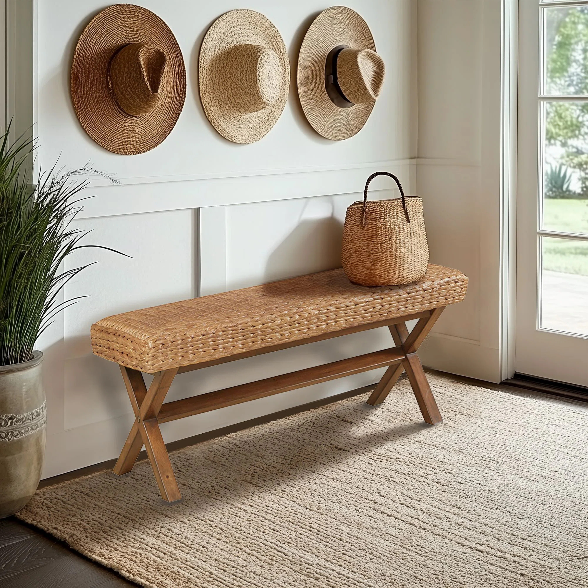 Seadrift Hand-woven Water Hyacinth Accent Bench | Wayfair North America