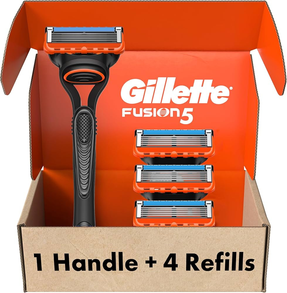 Gillette Fusion5 Razors for Men, 1 Razor, 4 Blade Refills, Lubrastrip for a More Comfortable Shav... | Amazon (US)