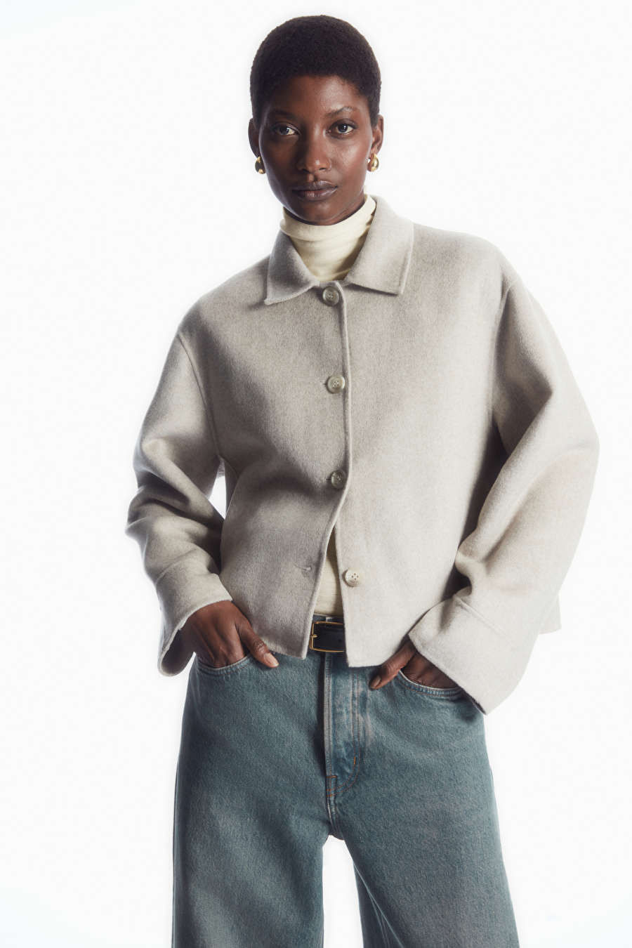 BOXY DOUBLE-FACED WOOL JACKET - CREAM - COS | COS (EU)