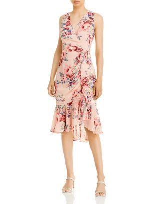 Sleeveless Flutter Hem Textured Floral Dress | Bloomingdale's (US)