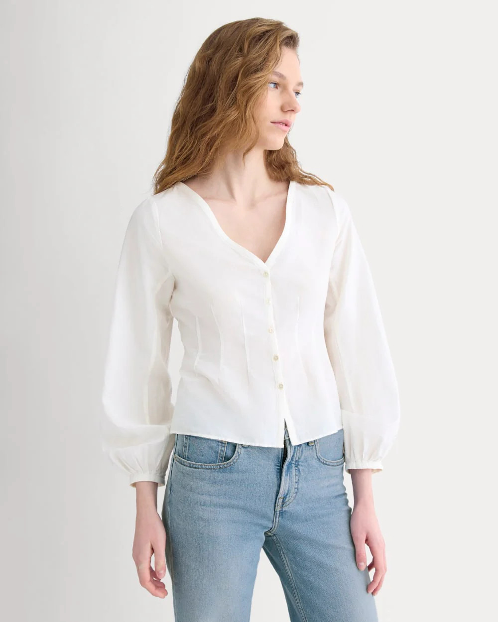 Balloon Sleeve Top in Cotton Silk | Black | Everlane