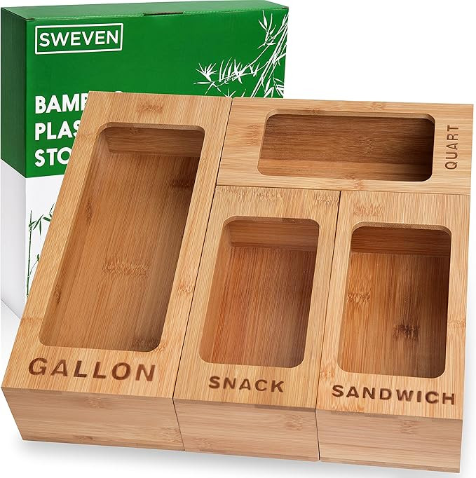 Ziplock Bag Storage Organizer for Drawer | Bamboo Ziploc Bag Organizer | Zip Lock Bag Container O... | Amazon (US)