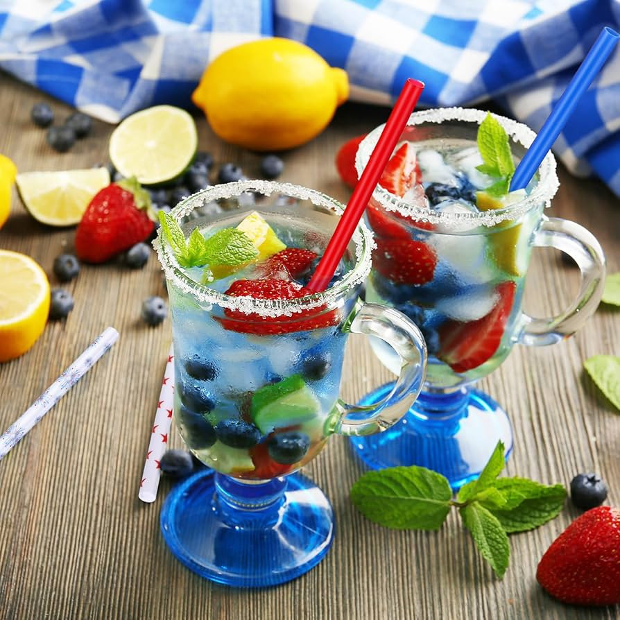 Uiifan 100 Pcs 4th of July Drinking Straw Reusable Patriotic Straws Red White Blue Plastic Colorf... | Amazon (US)