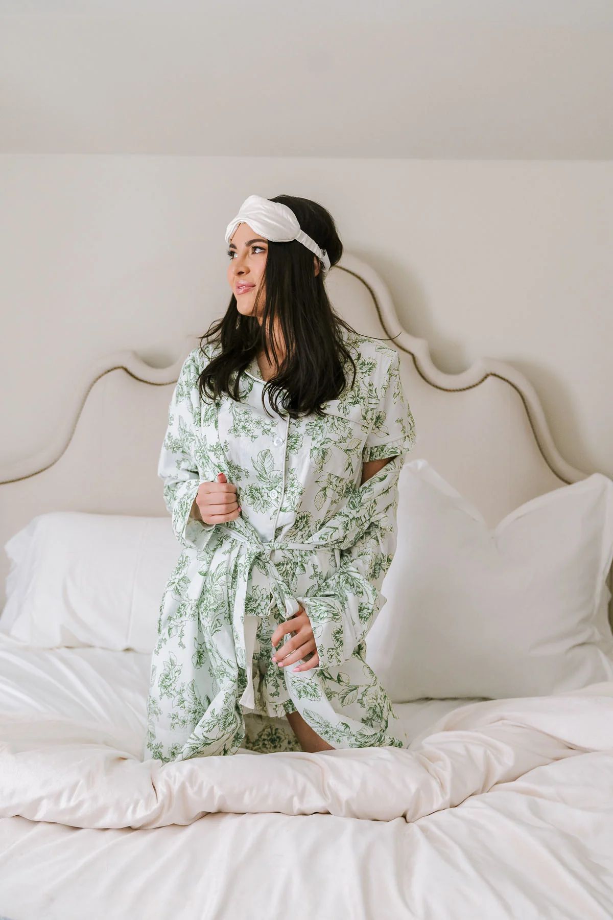 Long Sleeve Cotton Robe - Sage Toile | Rachel Parcell