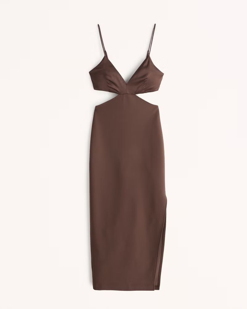 Mixed Fabric Midi Dress | Abercrombie & Fitch (US)