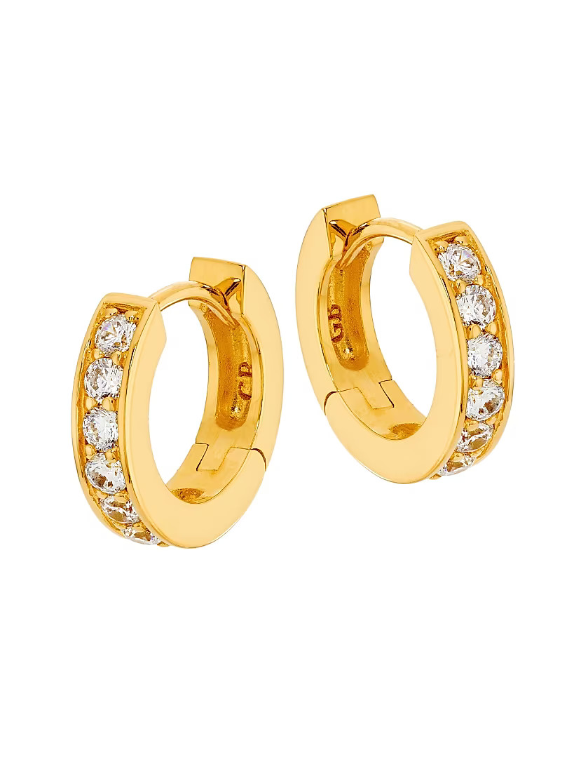 18K-Gold-Plated & Cubic Zirconia Small Huggie Hoop Earrings | Saks Fifth Avenue