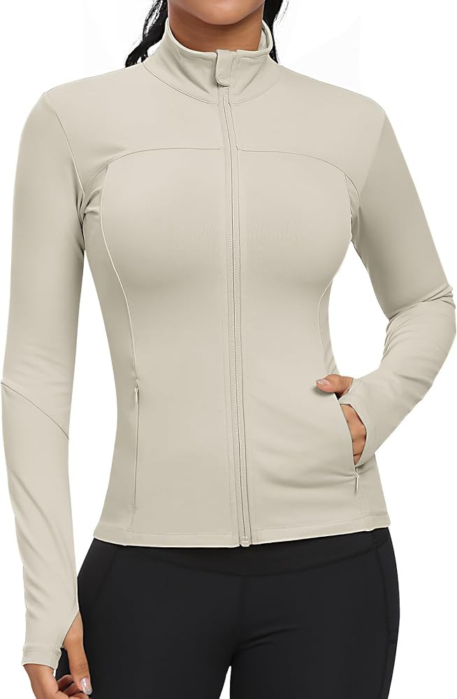 GYM RAINBOW Workout Jackets for Women, Full Zip Slim Fit Lightweight Athletic Running Sports Trac... | Amazon (US)