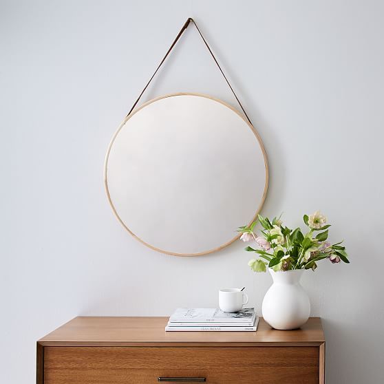 Modern Hanging Mirror, Natural + Tan | West Elm (US)