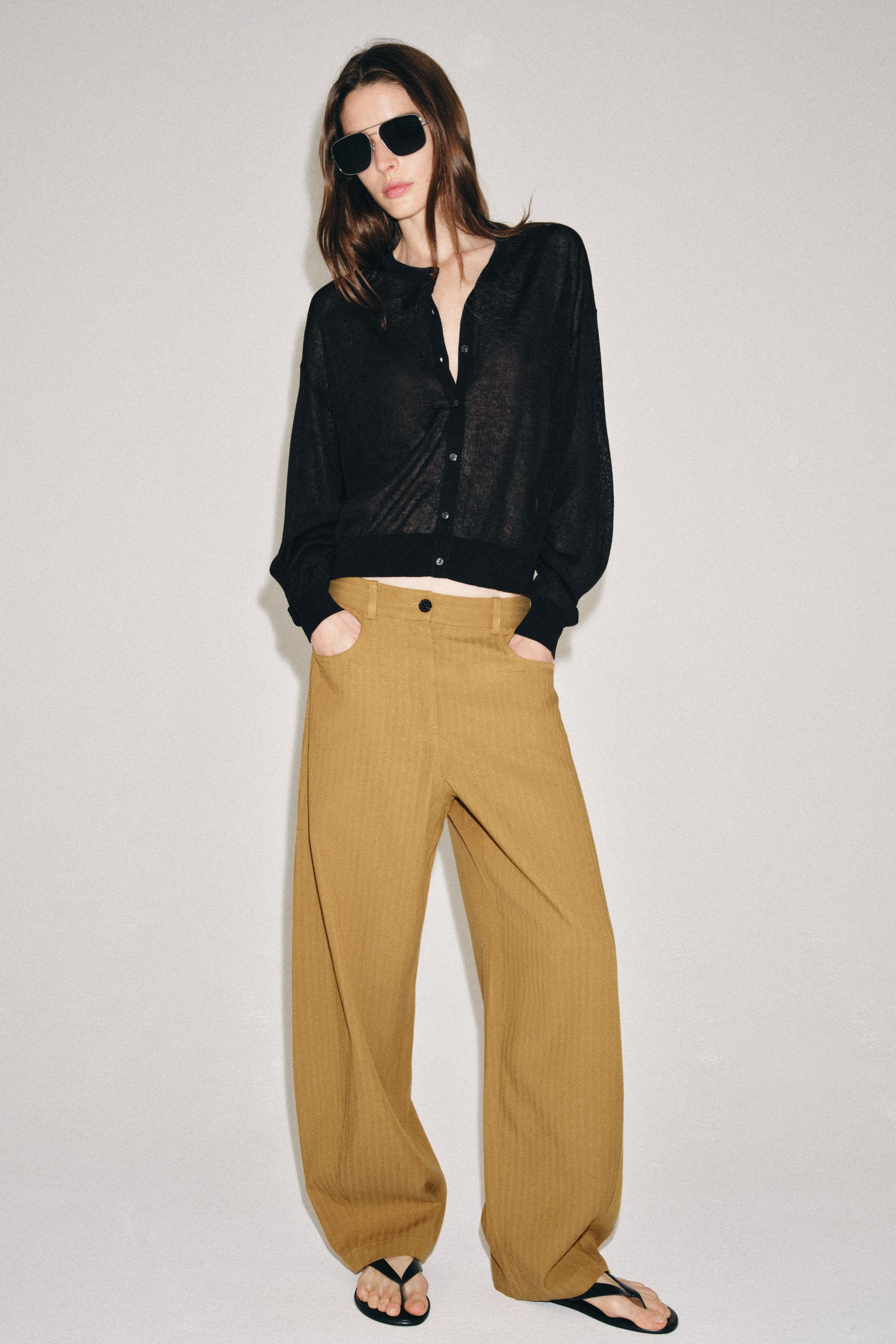 ZW COLLECTION HERRINGBONE TAPERED TROUSERS | Zara UK