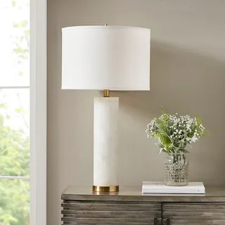 Prague 30-Inch White Alabaster Table Lamp by Hampton Hill - White | Bed Bath & Beyond