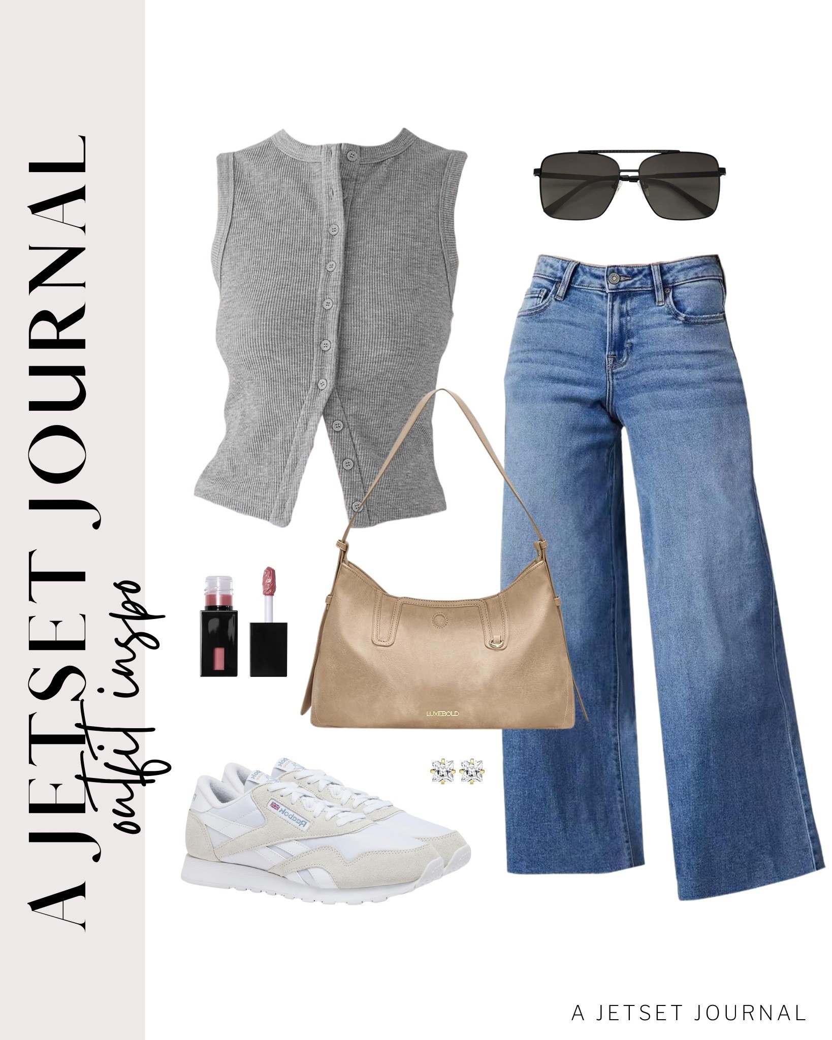 This cute button down tank top is so easy to style! Pair it with straight-leg ankle jeans, sneakers, a hobo bag, and stud earrings!
sojos sunglasses, elf lip stain, reebok sneakers, surgical steel earrings, ways to style, shoe inspo, shoe crush, amazon finds, affordable look, summer fashion, beauty must have, trendy style, fashion accessories, summer look, sporty style

#LTKSeasonal #LTKU #LTKStyleTip