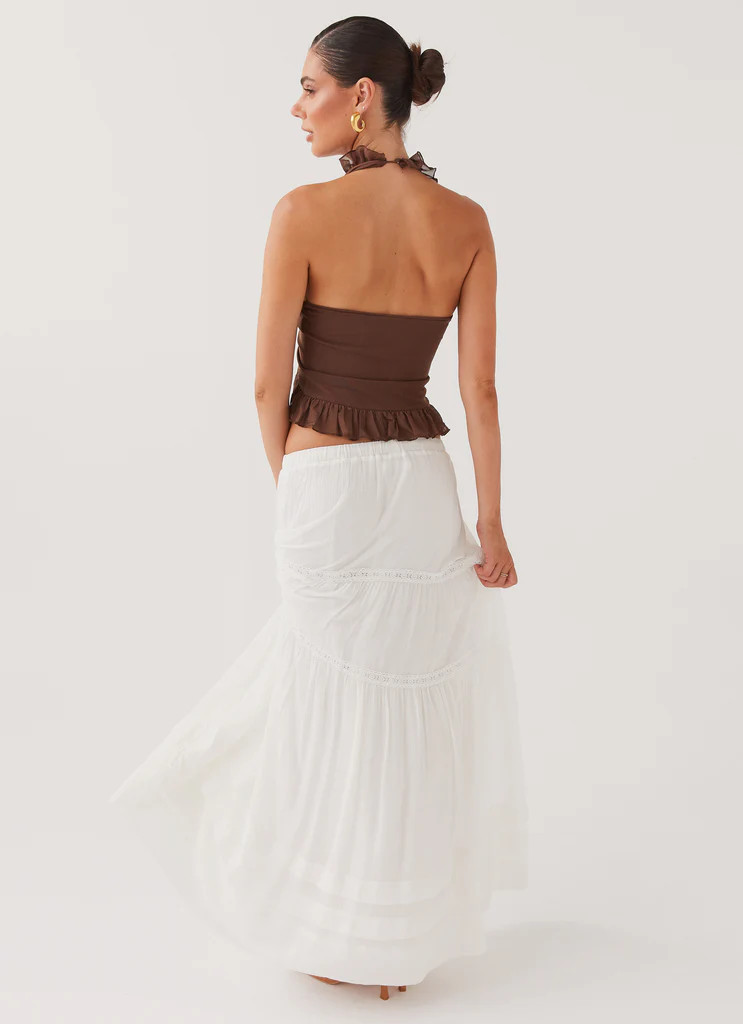 Moonstone Tiered Maxi Skirt - White | Peppermayo (Global)