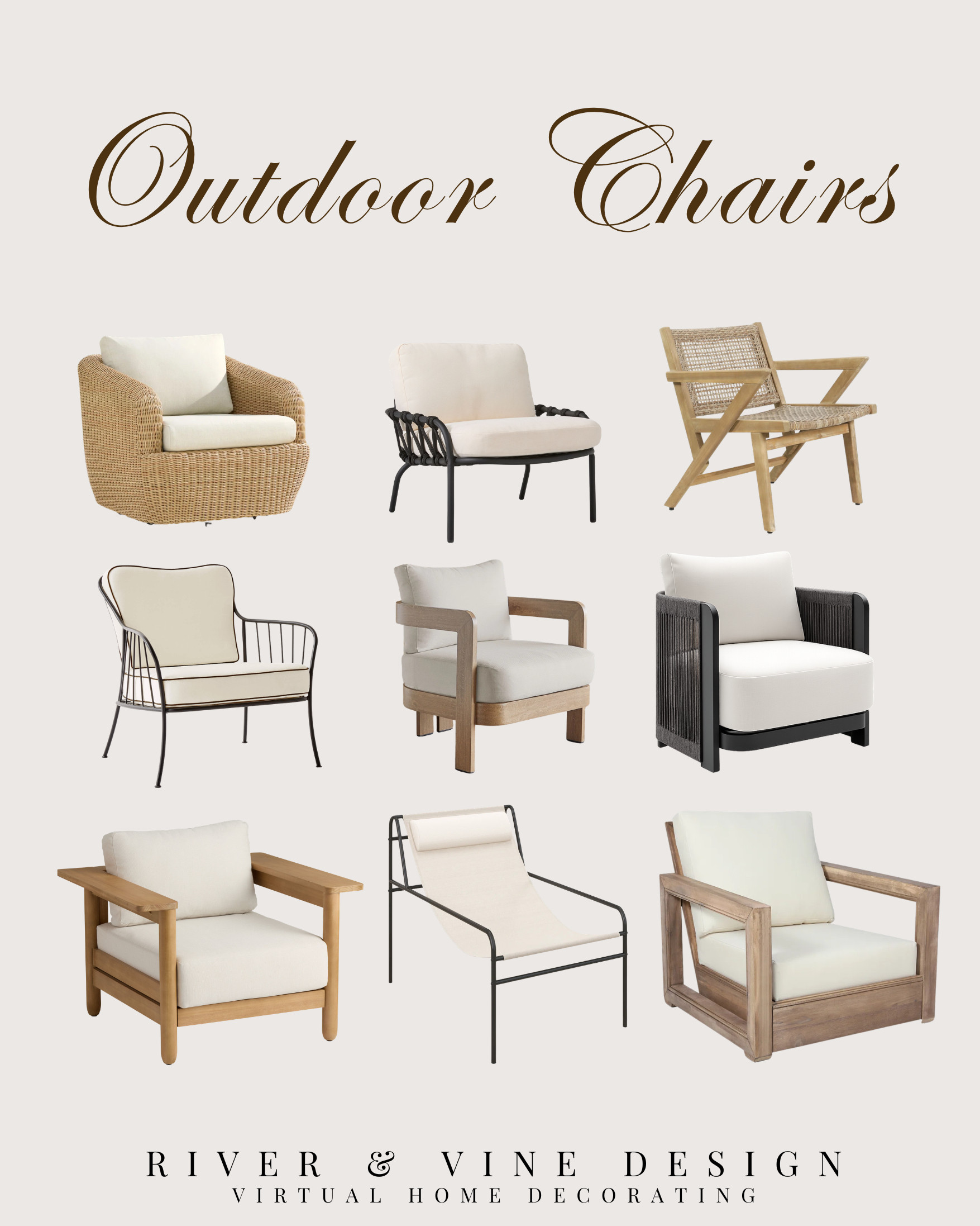 A few outdoor chair options that bring in texture, contrast, and shape without feeling too trendy. I like mixing black metal, woven details, and warm wood tones depending on the space.

I may receive a commission from purchases made through these links. 

 #LTKHome