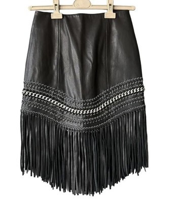 Balmain Black leather Mini skirt Size 36 | eBay US